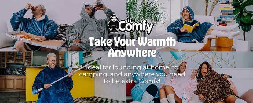 THE COMFY Original | Sherpa Lined Microfiber Fleece Wearable Blanket, Oversized Design with Hood and Pocket from Shark Tank