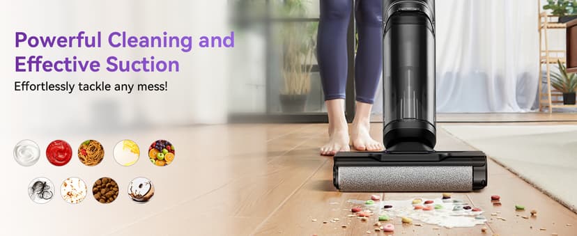 Twotoo Wet Dry Vacuum Cleaner 16,000Pa,45Mins Runtime Cleaning Area 2,600 ft²,Cordless Vacuum Cleaner, Cordless Vacuum and Mop All in One,for Hard Floors Sticky Messes and Pet Hair,W15 Set