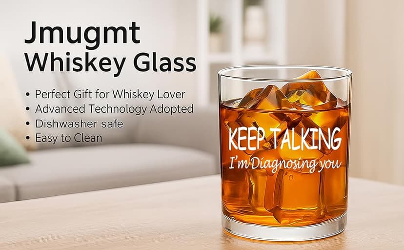 Keep Talking I'm Diagnosing You Whiskey Glass, Funny Christmas Birthday White Elephant Gifts for Psychiatrist Psychologist Counselor Therapist Doctor 10 OZ Old Fashioned Glass with Gift Box