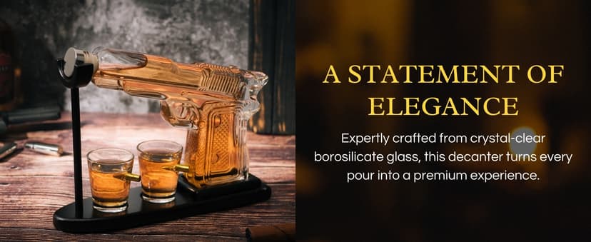 Gifts for Men Dad, 10.1 Oz Whiskey Gun Decanter Set + 2 Bullet Glasses - Unique Birthday Pistol Gift Ideas Daughter Son, Personalized Liquor Dispenser - Scotch Bourbon Vodka, Him, Brother Husband
