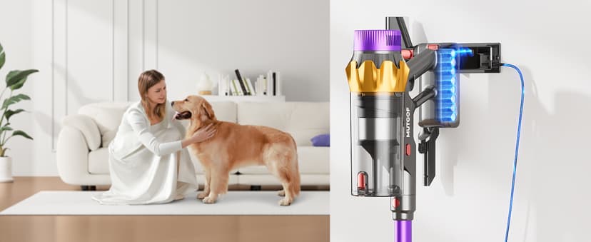 Cordless Vacuum Cleaner, 600W 50KPA 70 Mins Vacuum Cleaners for Home, Self-Standing Cordless Vacuum with Charging Dock Station, LED Display, Upgraded Anti-Tangle Stick Vacuum for Pet Hair/Carpet/Floor