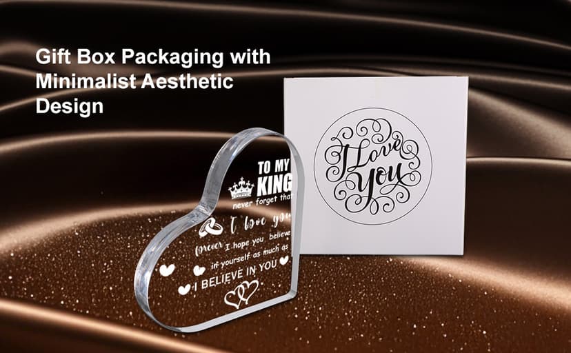 Gifts for Boyfriend, Men, Husband, I Love You Romantic Birthday Anniversary Retirement Gift - Heart Shaped Acrylic Block Paper Weights for Him Idea