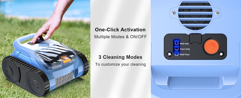 (2025 Upgrade) Pool Vacuum for Inground Pools, Robotic Pool Cleaner, Wall Climbing Pool Cleaner, Cleans Pool Floors, Drain & Walls & Waterline, Cleaning Up to 2100 Sq.ft, 180 Min