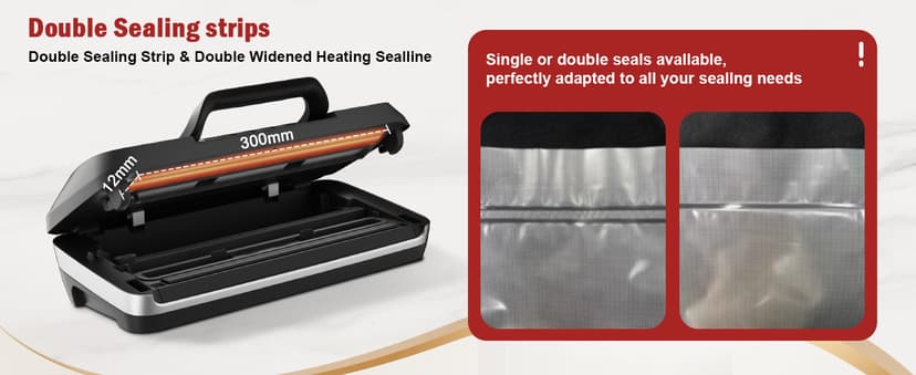 95kpa Vacuum Sealer Machine, Updated 2025 Commercial Fully Automatic Food Sealer, 10-in-1Functions & Powerful Sealing System with Double Heat Seal, Easy-Lock Handle, Built-inCutter and Bag Storage