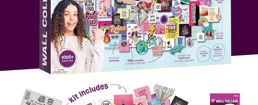 Pretty Me Wall Collage Kit for Teen & Tween Girls - Arts Craft Gift Ideas for Age 11, 12,13, 14, 15, 16 Year Old Girl - Birthday Gifts and Stuff for Teenage Bedroom Decor - Teens Creative Crafts Kits