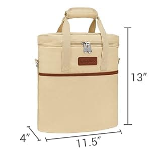 opux 3 Bottle Wine Carrier Tote, Insulated Leakproof Wine Cooler Bag, Wine Travel Bag Tote for Picnic BYOB Beach, Portable Wine Bottle Carrying Case, Gift for Wine Lover Women Men Christmas, Brown