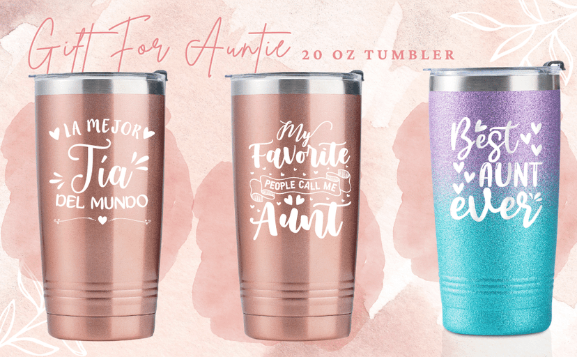 Onebttl Great Aunt Gifts from Niece, Nephew, Insulated Stainless Steel Wine Tumbler with Lid and Straw, Auntie Gifts for Mother’s Day, Birthday, Christmas, 20 oz, Rose gold, World's Greatest Great