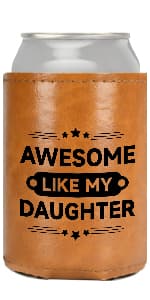 White Elephant Gifts for Adults Leather Can Cooler for Men Christmas Stocking Stuffers Gifts for Dad From Daughter Son Fathers Day Birthday Gag ldeas Funny Retirement Gift Tactical Koozie