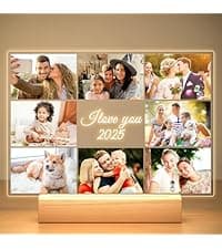 Custom Picture Frames with Photo, Personalized Photo Frame with Night Light, Customized Picture Frame, Personalized Anniversary Birthday Gifts for Women Men Her Him Girlfriend Boyfriend Couple