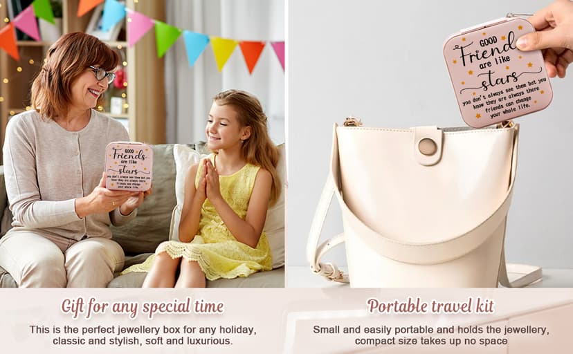 Friendship Gifts for Women Jewelry Box, Best Friend Bestie Gifts, Birthday Gifts for Women Friendship, Good Friends Are Like Stars Jewelry Case, Cool Gifts for Female Friend Jewelry Organizer Holder