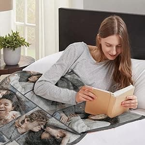 Custom Blanket with Picture Text Customized Fleece Photo Blanket for Couples Gifts Personalized Blankets and Throws Christmas Birthday Gifts for Boyfriend Girlfriend