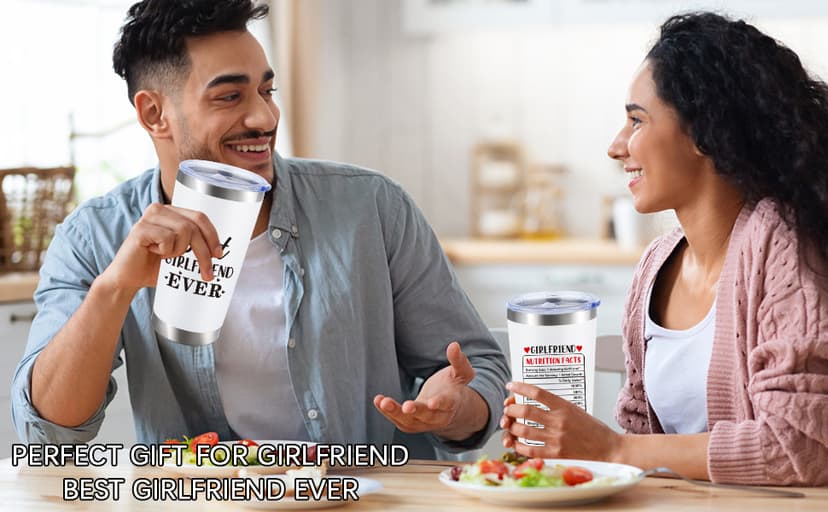 Gifts for Girlfriend Women Her, Girlfriend's Birthday Gifts, 1 Year Gift for GF Anniversary, Best Girlfriend Ever Tumbler Gift Set, Coolest I Love You Couple Presents, I Love My GF Cute Present