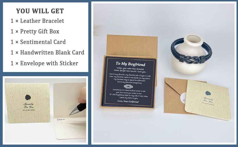 Gifts for Men Him Husband Boyfriend Dad Son Grandson Nephew, Cool Love Infinity Leather Bracelets Fathers Day Ideas Present Gift for Birthday Anniversary Retirement Christmas