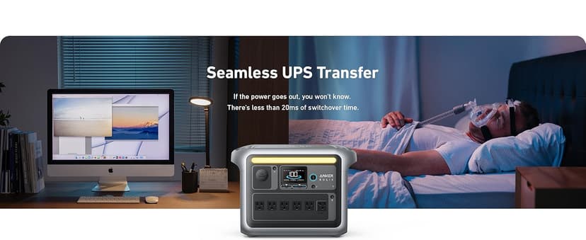 Anker SOLIX C1000 Portable Power Station with 200W Solar Panel, 1800W Solar Generator, 1056wh LFP (LiFePO4) Battery, 6 AC Outlets, Up to 2400W for Home, Power Outages, and Outdoor Camping