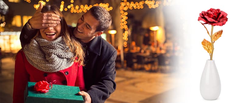 Tmacker Christmas Mom Gifts for Grandma Women-Artificial Rose Fake Flowers with Ceramic Vase, Birthday Gifts for Mom Wife Girlfriend Sister on Valentines Mothers Day Anniversary Thanksgiving Wedding