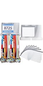 Moxweyeni Race Medal and Bib Display Medal Hanger Running Bib Holder Wall Mounted Hanging Rack Stands Gifts for Runners