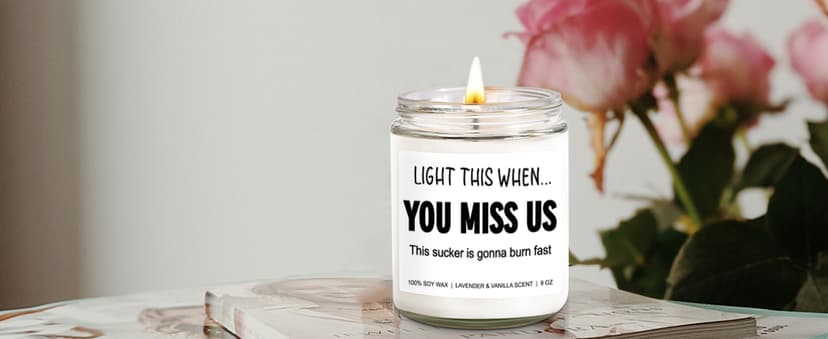 Funny Scented Candle, We Will Miss You, Moving Away Gifts for Friend, Farewell, Goodbye, Going Away Gifts for Coworkers Women, Men, Boss, Coworker Leaving, Retirement Presents - 9 oz