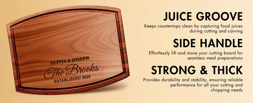 Cutting Board Monogrammed Custom, Engraved Gifts for Couples, Engagement Gifts, Wedding Gift, Bridal Shower Gifts, Personalized Housewarming Gifts, Customized Kitchen Gifts, Family Gifts