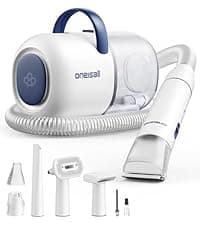oneisall Dog Grooming Vacuum, Pet Grooming Vacuum with Clipper Nail Grinder, 1.5L Dust Cup Dog deshedding Brush with 7 Tools for Shedding Pet Hair, Home Cleaning(Blue)