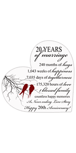 Qunclay 25th Years of Marriage Gift Wedding Anniversary Souvenir Heart Marriage Keepsake Decoration Present for Couple Parent Women Mom Husband Wife He She Friend Grandparents