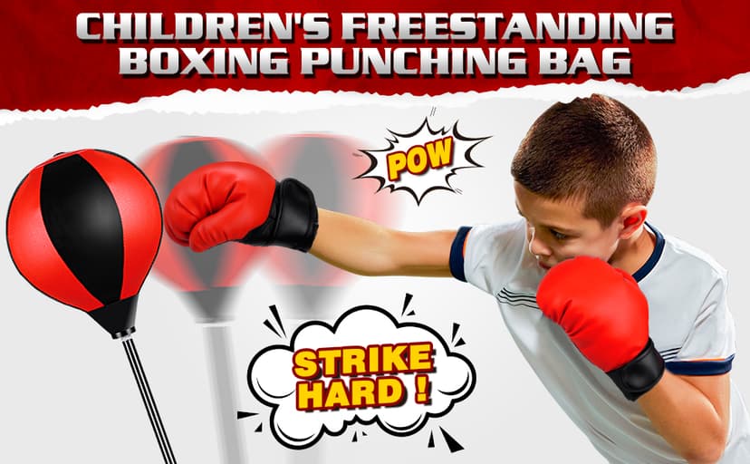 Punching Bag for Ages 3 4 5 6 7 8+ Years Old Kids, Boxing Bag Set Toy with Boxing Gloves, Height Adjustable Punching Bag, Sport Toy for Boys & Girls, Ideal Christmas Birthday Gift for Kids