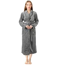 NY Threads Men's Hooded Fleece Bathrobe Plush Long Spa Robe