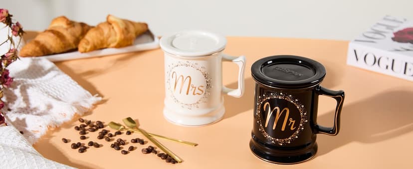 Luspan Wedding Gifts, Mr and Mrs Coffee Mug Gifts for Couples, Bride and Groom
