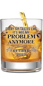 NewEleven First Christmas Retirement Gifts For Men 2025 - Coworker Leaving, Goodbye Gift, Farewell Gifts For Coworkers, Friends, Dad, Grandpa - Retirement Gift From Friend, Colleague - Whiskey Glass