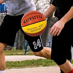 KUYOTQ 3LBS/3.3LBS/2.2LBS/ 29.5/28.5" Weighted Basketball Composite Indoor Outdoor Heavy Trainer Basketball for Improving Ball Handling Dribbling Passing and Rebounding Skill (deflated, Size 7/6)