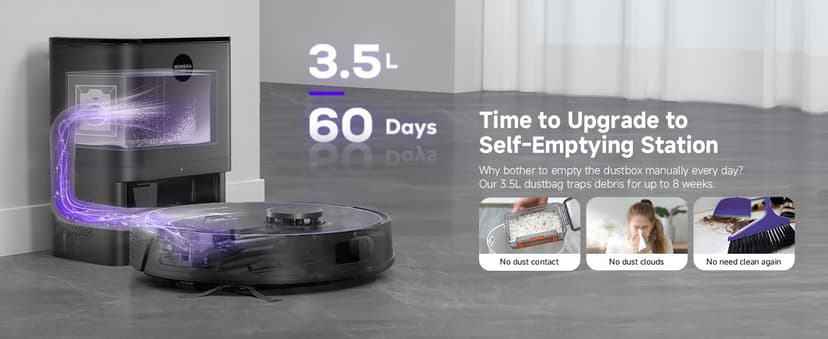 MONSGA Robot Vacuum and Mop Combo, 6000Pa Robotic Vacuum with 3.5L Self Emptying Station, Lidar Navigation Robot Vacuum Cleaner, 180mins Runtime, APP/Remote/Voice Control, for Hard Floors and Carpets