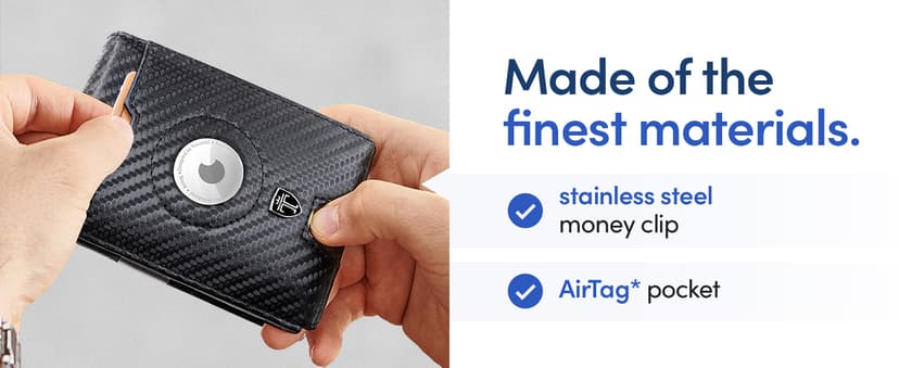 TRAVANDO AirTag* Wallet Mens Wallet with Money Clip Air Tag Wallet Card Holder RFID Blocking Bifold Gifts for Men