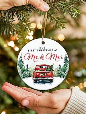 ZAGKOO First Christmas Married Ornament 2025 - Wedding Gifts for Couples 2025 - Mr and Mrs Gifts - Wedding Gift - Bridal Shower Gift for Married Newlywed Couples Bride Him Her - 1st Christmas Keepsake