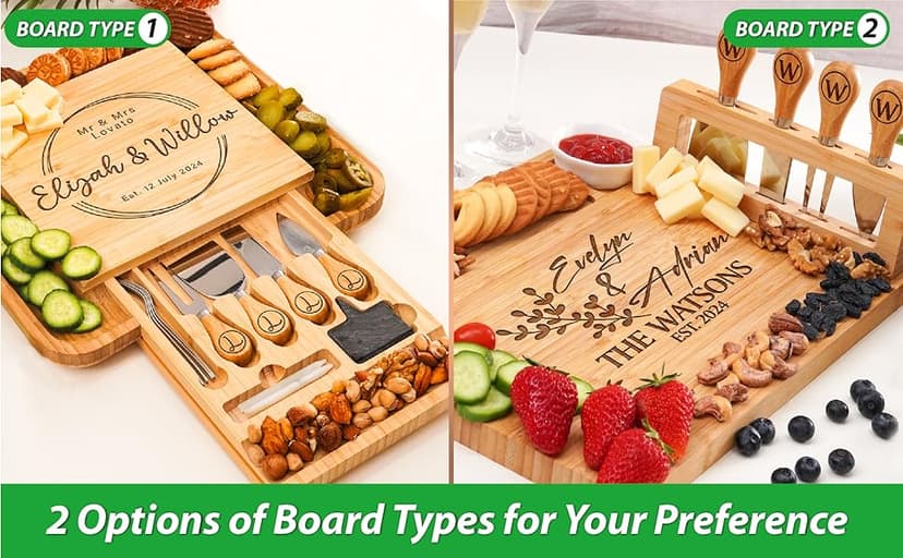 Personalized Charcuterie Board Gifts Set for Best Friends, Custom Large Cheese Board for Wedding, Anniversary, Birthday, Housewarming, Engagement, Party, New Home Gift Couple