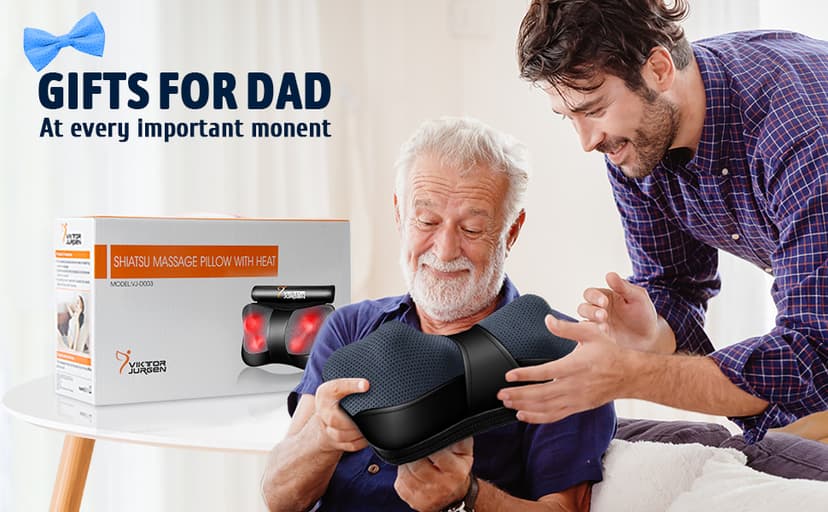 VIKTOR JURGEN Mothers Day Back Massager Gifts, Shiatsu Kneading Massager for Neck and Shoulder, Massage Pillow with Heat Relaxation Gifts for Women/Men/Dad/Mom/Fathers Day/Christmas
