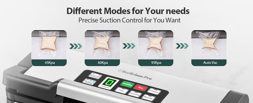 95kPa Vacuum Sealer Machine with AquaLock Technology, for Moist Seals, 2X Seal & 130W, Fully Automatic Food Sealer, Built-In Cutter, Bag Storage & Hose, Precision Sealing, 2 Bag Rolls,Stainless Steel