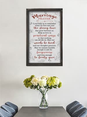 Buecasa Marriage Rustic Sign with 5pcs Panels Strung Together - Bridal Shower Gift for Couples Wife Husband - Christian Religious Inspiring Home Decor Newlywed