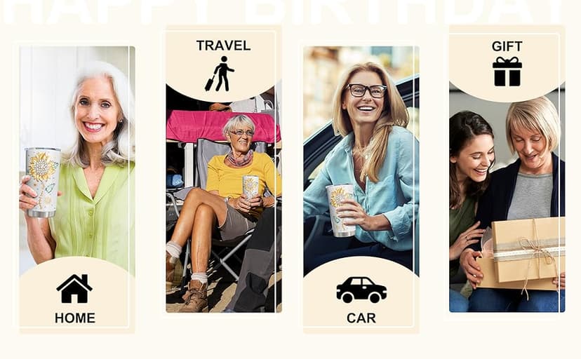 60th Birthday Gifts for Women Tumbler 20oz, Happy 60th Birthday Decorations, 60 Year Old Gifts for Women/Her/Mom/Grandma