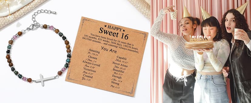 TONY & SANDY Christian Cross Bracelet for Women, Stocking Stuffers for Women, Confirmation Baptism Easter Gifts, Unique Gift for Friends Daughter Mom Sister in Christ on Birthday Christmas