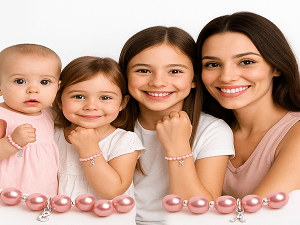 Baby Crystals Pearl Bracelets for Girls, Sterling Silver Cross Charm, Baptism Gifts for Girl, Baby Bracelet with Simulated White Pearls and Crystals, Girls Jewelry Birthday Gift