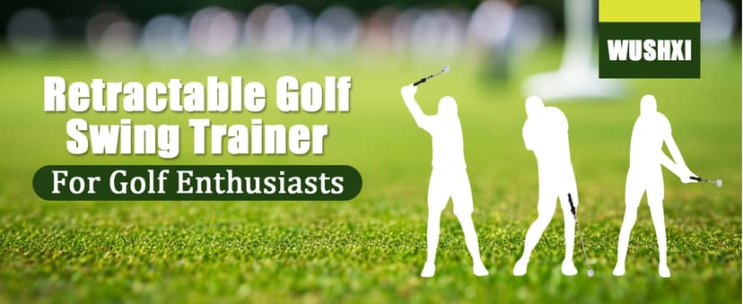 Retractable Golf Swing Training Aid, Golf Grip Trainer for Warm Up, Click Feedback Golf Swing Trainer for Improving Hitting Strength & Tempo, Ideal for Beginners, Indoor & Outdoor Practice