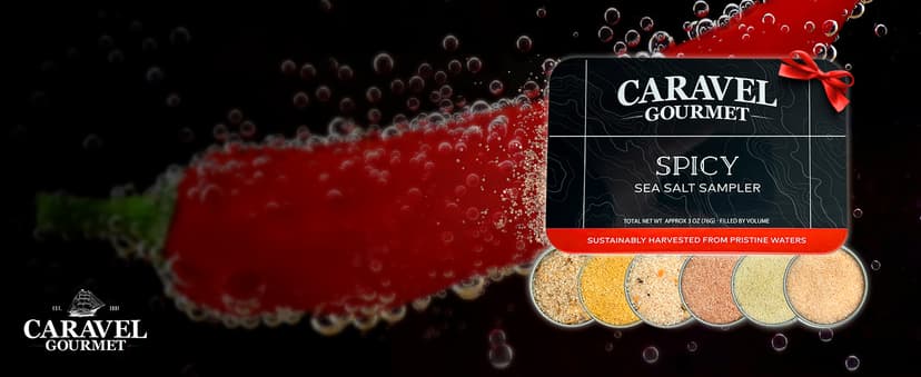 Infused Sea Salt Sampler Set, Finishing Salt for Seasoning, Gourmet Cooking Gift and Spice Variety Pack for Special Occasions, 0.5 oz x Bundle of 6 Flavored Salts - Caravel Gourmet Salt