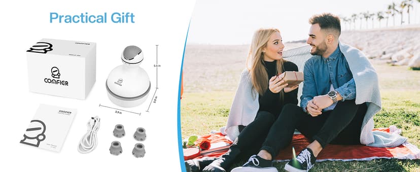 COMFIER Electric Cordless Hair Scalp Massager with Kneading 84 Massage Nodes, Handheld Portable Head Scratcher Massager for Hair Growth, Deep Clean and Stress Relax, Gifts for Men Dad