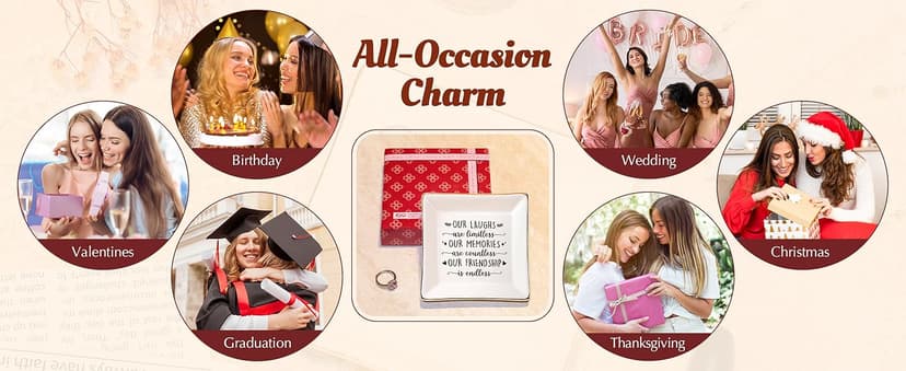 PUDDING CABIN Best Friend Birthday Gifts for Women Friendship is Endless Jewelry Dish for Women Rings Earrings, Unique Gifts for Woman Female Friend Birthday Christmas Mothers Day Gift