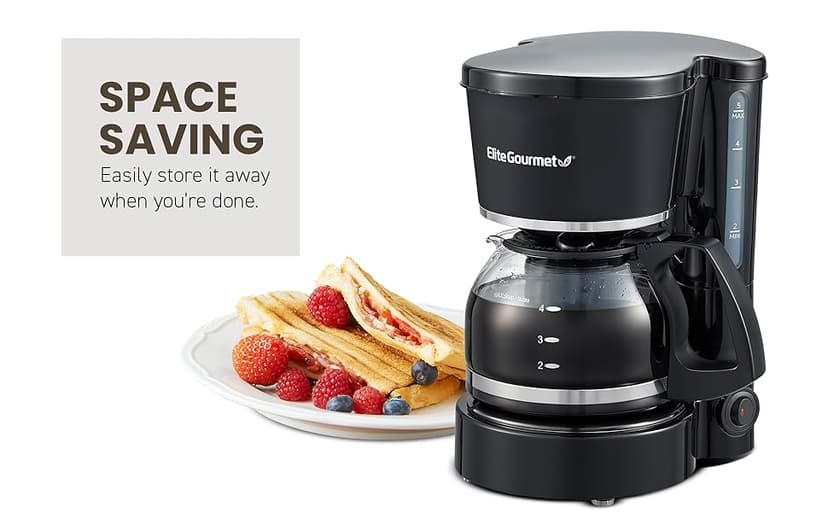 Elite Gourmet EHC-5055 Automatic 5-Cup Brew & Drip Coffee Maker with Pause N Serve Reusable Filter, On/Off Switch, Water Level Indicator