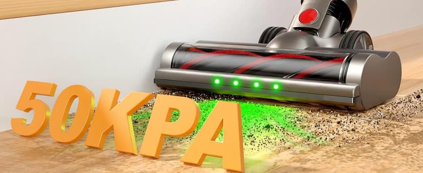 Cordless Vacuum Cleaner, 2 Batteries 120 Mins Runtime, 600W 50KPA Stick Vacuum with Self-Standing, Tangle-Free Brush, LED Display, Vacuum Cleaner for Home Hardwood Floor, Carpet, Pet Hair