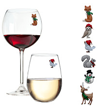 Simply Charmed Christmas Wine Glass Charms - Set of 6 Magnetic Drink Markers Great for Stemless Glasses - Winter Holiday Hostess Gift