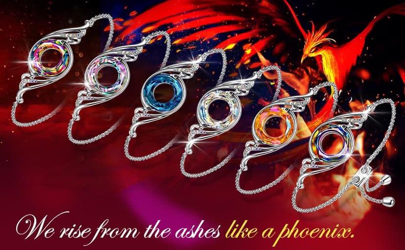 Kate Lynn ♥ Rise From the Ashes Phoenix Bracelet Made with Crystals from Austria, Adjustable Slider Bracelet for Women, Packaged with Jewelry Box, Birthday Gift for Women, Symbol of Luck and Renewal