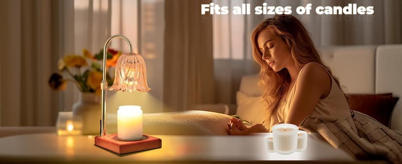 Candle Warmer Lamp with Timer Dimmable, Birthday Gifts for Women Mom, House Warming Gifts New Home Decor, Wax Melt Warmer for Jar Candles with 2 Bulbs