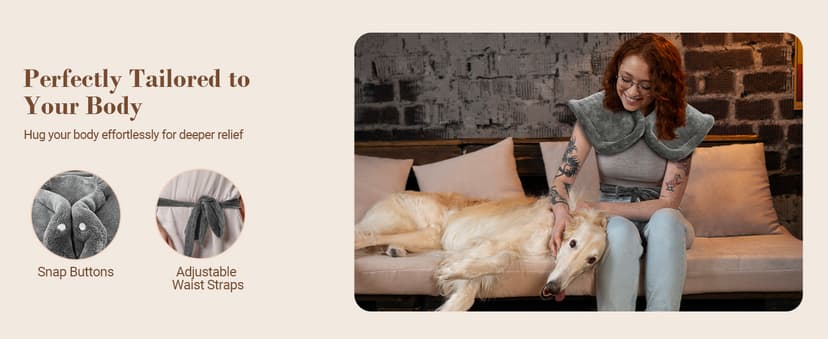 Comfier Heating Pad for Back Pain Relief, Fast Heating Pads for Back Neck and Shoulders, Electric Heated Wrap, 3 Heat Levels & 90-Mins Auto Shut Off, Birthday Gifts for Mom Dad Women Men