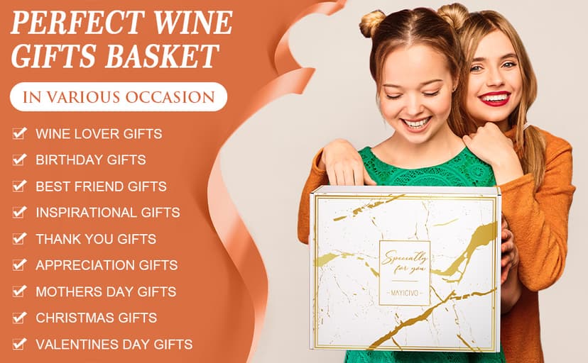 Wine Lovers Gifts for Women Wine Gift Baskets, Birthday Christmas Gifts for Women Mom Her Sister Friend Dad Coworker Girlfriend Housewarming Gift Set, Wines Cooler Bag Tote Carrier w/Wines Tumblers